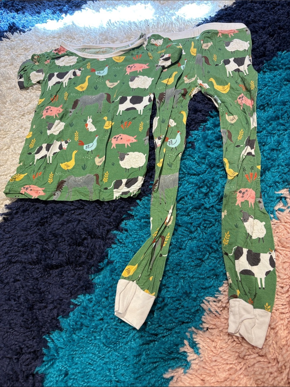 Little Sleepies Green Farm Animals Pajama Set
